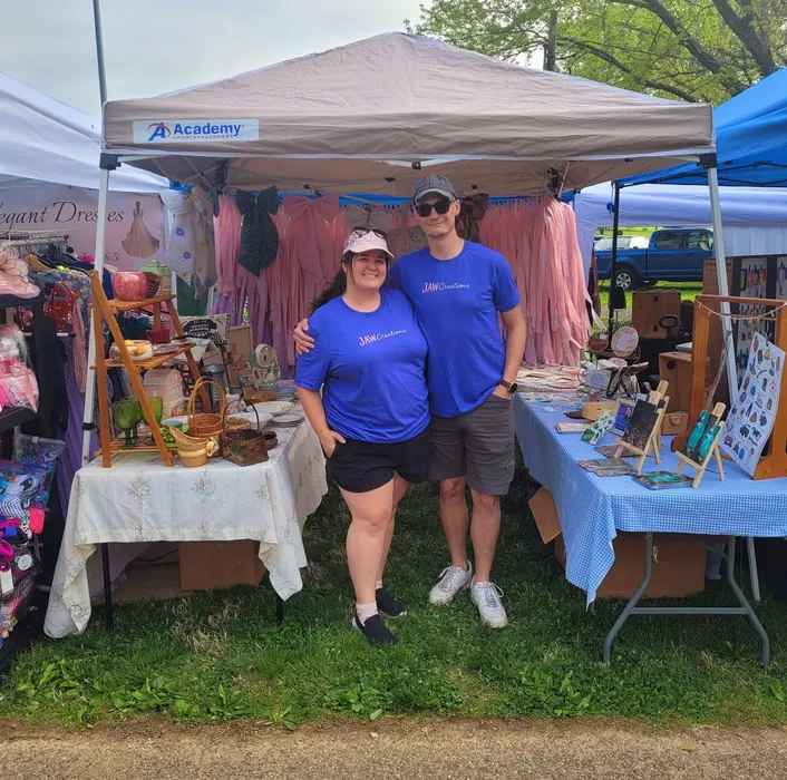 Jordan and Caleb at the JAW Creations vendor booth