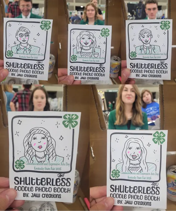Collage of doodle portraits from a 4-H event