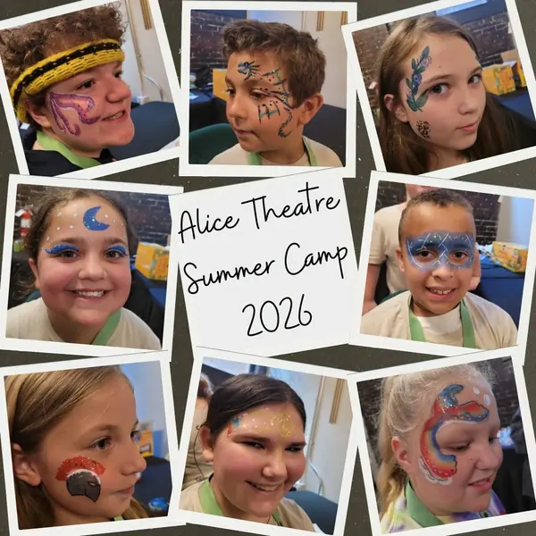 Face paint collage from Alice Theatre Summer Camp 2026