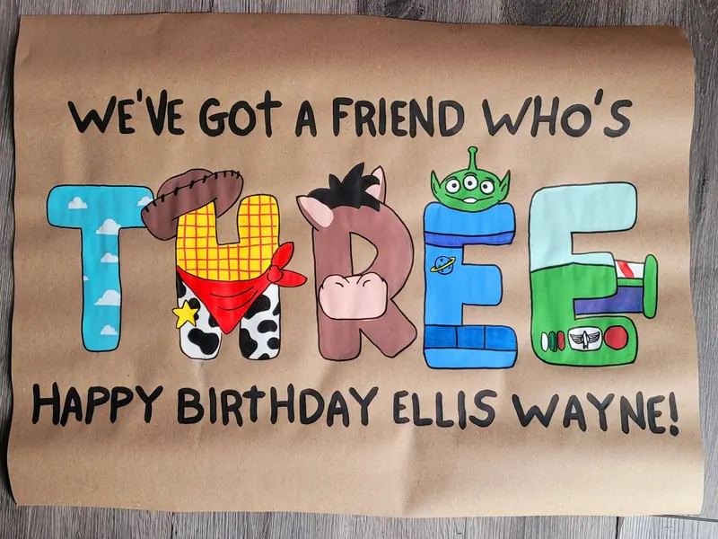 We've Got a Friend Who's Three birthday banner