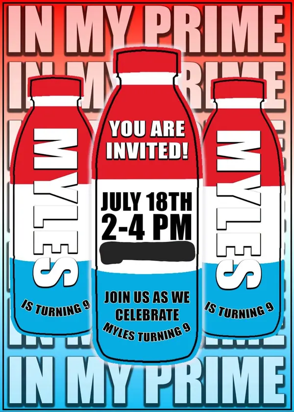 In My Prime birthday party invitation