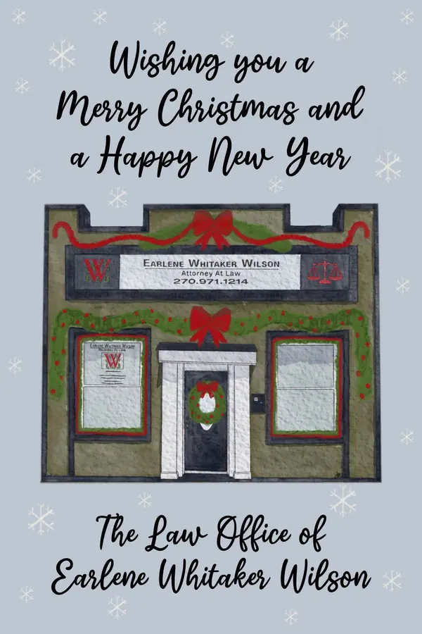 Holiday card illustration of a law office